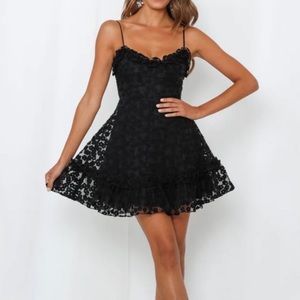 Black Hello Molly Flower babydoll Lace cocktail dress NWT